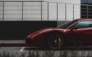 Red sports car parking lot 17 - a large window free wallpaper