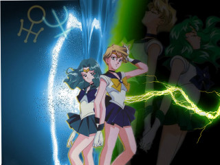 Anime girls green light blue - a group of anime girls free wallpaper