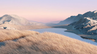 Grassy field water mountains pink - a grassy field free wallpaper