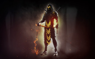 Man cosplay bow arrow fire - a man in a costume holding free wallpaper