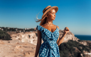Blue dress hat ocean cliff - the ocean and a cliff free wallpaper