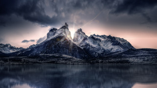Mountain lake reflection sunset sky - the cloud above free wallpaper