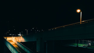 Streetlight bridge night train cityscape - a street light free wallpaper