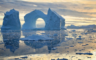 Icebergs sunset ocean cloudy sky - sunset free wallpaper