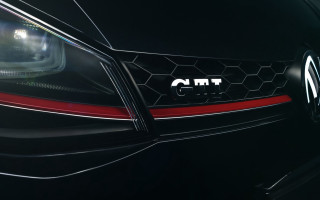 Black car red stripe white - emblem free wallpaper