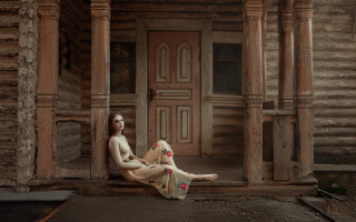 Woman porch dress flower door - anka zhuravleva free wallpaper