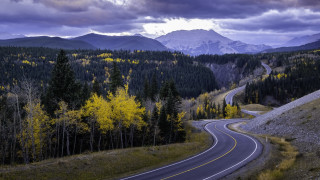Winding road forest mountains clouds - ansel adams free wallpaper