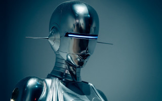 Robot blue light cyberpunk afrofuturism - a blue light free wallpaper