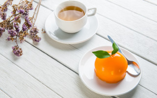 Tea orange flower spoon plate - a plate free wallpaper