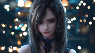Woman long hair city lights - long hair and a necklace free wallpaper
