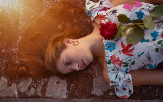 Woman flower roses portrait blonde - anna findlay free wallpaper