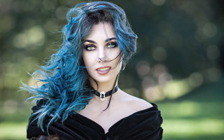 Blue hair black dress gothic 2 - blue hair free wallpaper