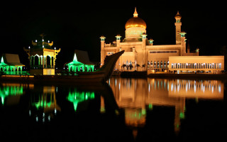 Boat water building lights dome - impressionist free wallpaper