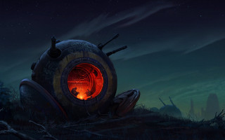 Glowing mysterious astronaut night sky - inside free wallpaper