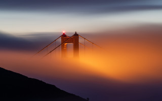 Foggy bridge red light hill - alson s. clark free wallpaper
