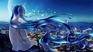 Woman city night stars bubbles - the city free wallpaper