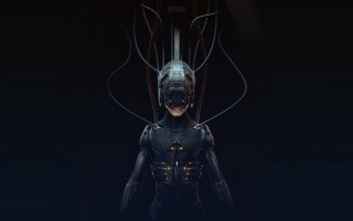 Futuristic woman cyberpunk helmet cybernetic - cedric peyravernay free wallpaper