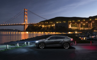 Car bridge night city lights 3 - night free wallpaper