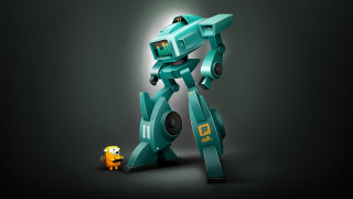 Robot small figure black background - a robot free wallpaper