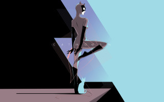 Woman black cat suit standing - anton fadeev free wallpaper