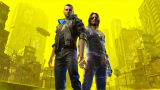Cyberpunk cityscape two men ruins - doc hammer free wallpaper