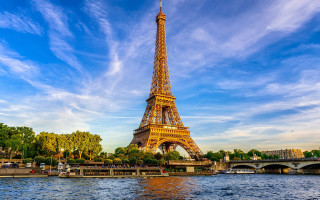 Tower river bridge trees paris - a bridge and trees free wallpaper