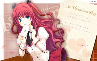 Girl pink hair tie Valentines - a paper free wallpaper