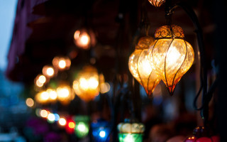 Lights hanging ceiling glowing bokeh - a ceiling in a room free wallpaper