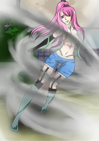 Girl pink hair blue shorts - the rain free wallpaper