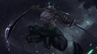 Green hair sword demon league - a green outfit holding free wallpaper