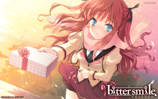Girl holding gift smiling long - a gift free wallpaper