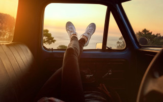 Truck sunset summer outdoors shoes - their foot free wallpaper