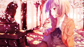 Girl bench sun cigarette pink 2 - a pink jacket free wallpaper