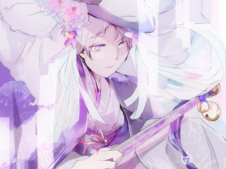 Woman hat sword flower purple - a woman in a hat holding free wallpaper