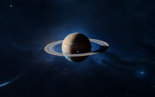 Saturn space stars blue sky - planet free wallpaper