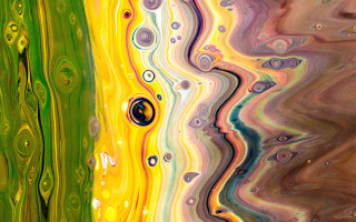 Multicolored liquid black dot green - macro art free wallpaper