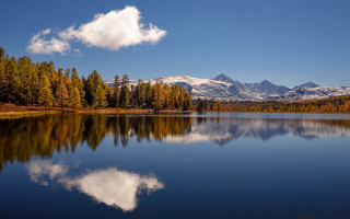 Lake trees mountains sky clouds 2 - tree and mountains free wallpaper