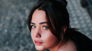 Woman black shirt red tie - free portrait wallpaper