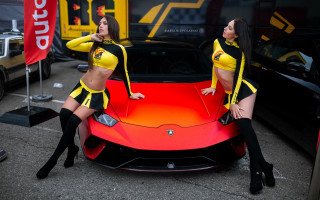 Two women yellow black outfits - bernardo cavallino free wallpaper