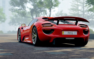 Red sports car foggy street - the foggy day time free wallpaper