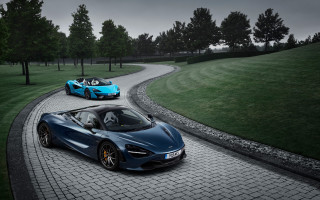 Blue sports cars road green - gradient light blue free wallpaper