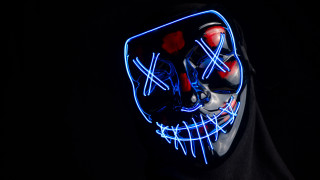 Neon masked cyberpunk hoodie magic - computer art free wallpaper