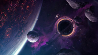 Space station planet ring aurora - a space station free wallpaper