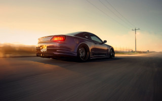 Car sky road powerline sunset - a car free wallpaper for desktop