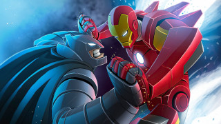Sky fight robot man blue - 2 d game art free wallpaper