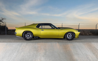 Yellow car fence field cobra - ed roth free wallpaper