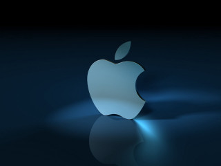 Apple logo dark background blue 2 - text free wallpaper