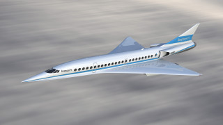 Small jet cloudy sky retrofuturism - a blue stripe free wallpaper