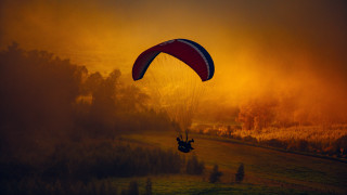 Parasailing field sunset parachute cinematic - dennis ashbaugh free wallpaper for desktop