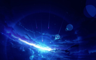 Blue sky stars dragon fantasy - dragon art free wallpaper